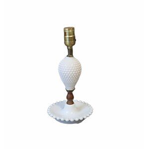 Vintage Milk Glass Hobnail Lamp White Mid Century Modern Boudoir Lamp